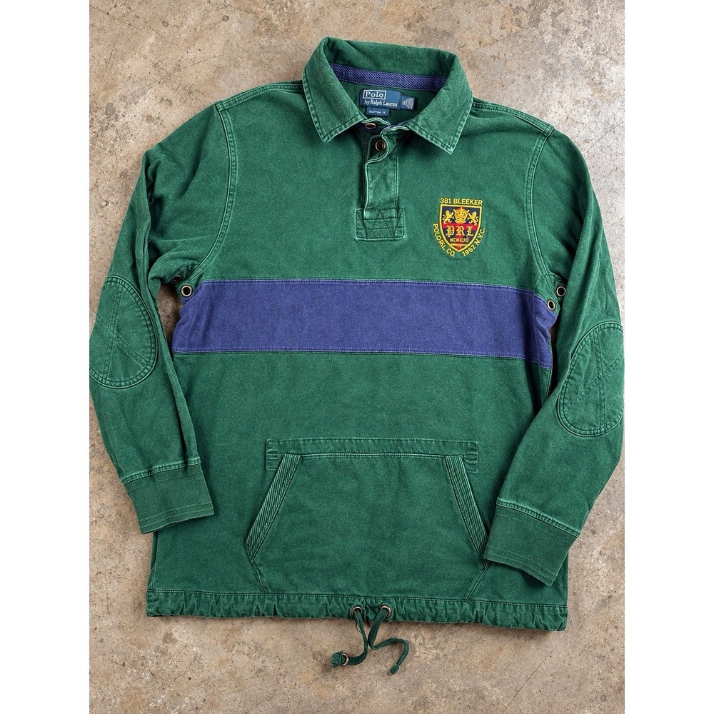 Polo Ralph Lauren Rugby Hoodie Mens XL 381 Bleecker Big 3 Patch Vintage Y2K